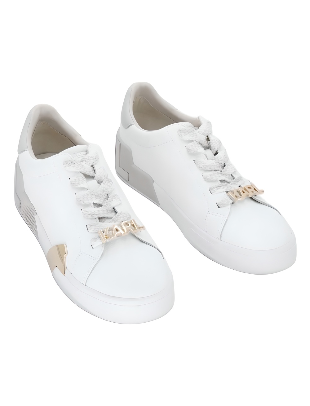 KARL LAGERFELD PARIS Melora Lace-Up Sneakers White Soft Gold Size 8M